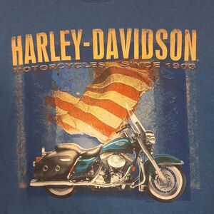 Vintage Harley Davidson shirt mens XL blue‎ y2k graphic patriotic Florida Beach